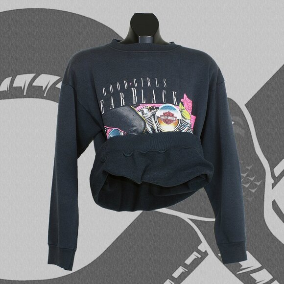 1990s Harley-Davidson Sweatshirt Women's Large Good Girls Wear Black - Picture 5 of 6